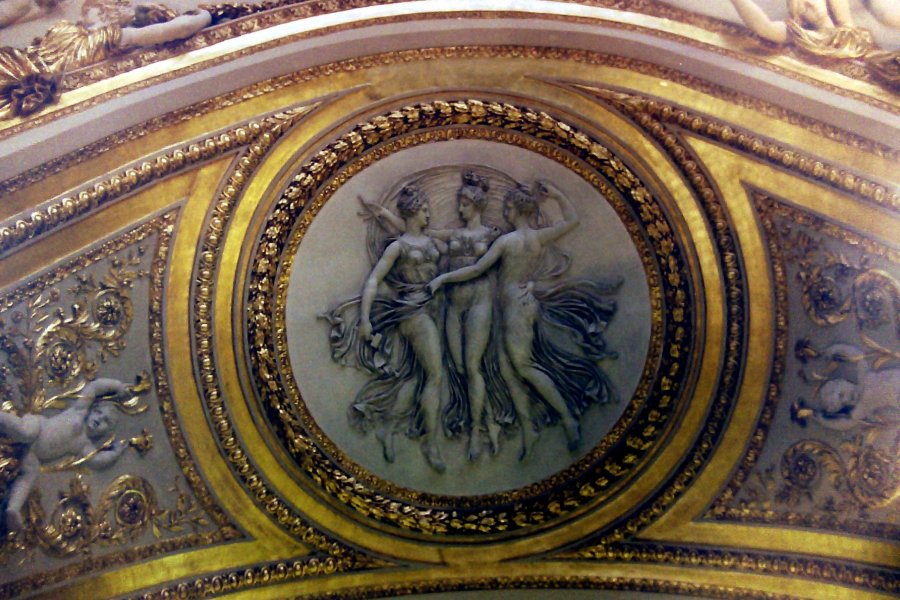 The Three Graces on an arch in the Louvre, Paris, France