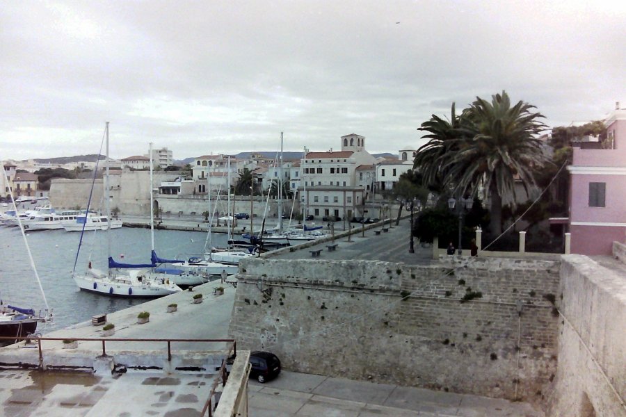 View of the Old Town of Alghero from the Torre di Santa Erasmo, Sardinia, Italy