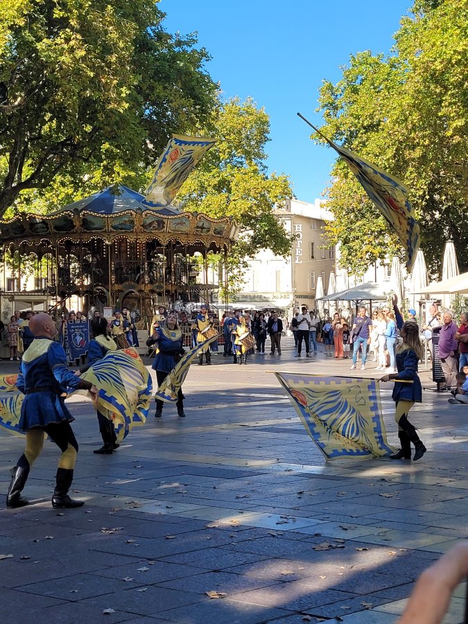 More Flag Dancing in Place de l'Horloge, Avignon, France