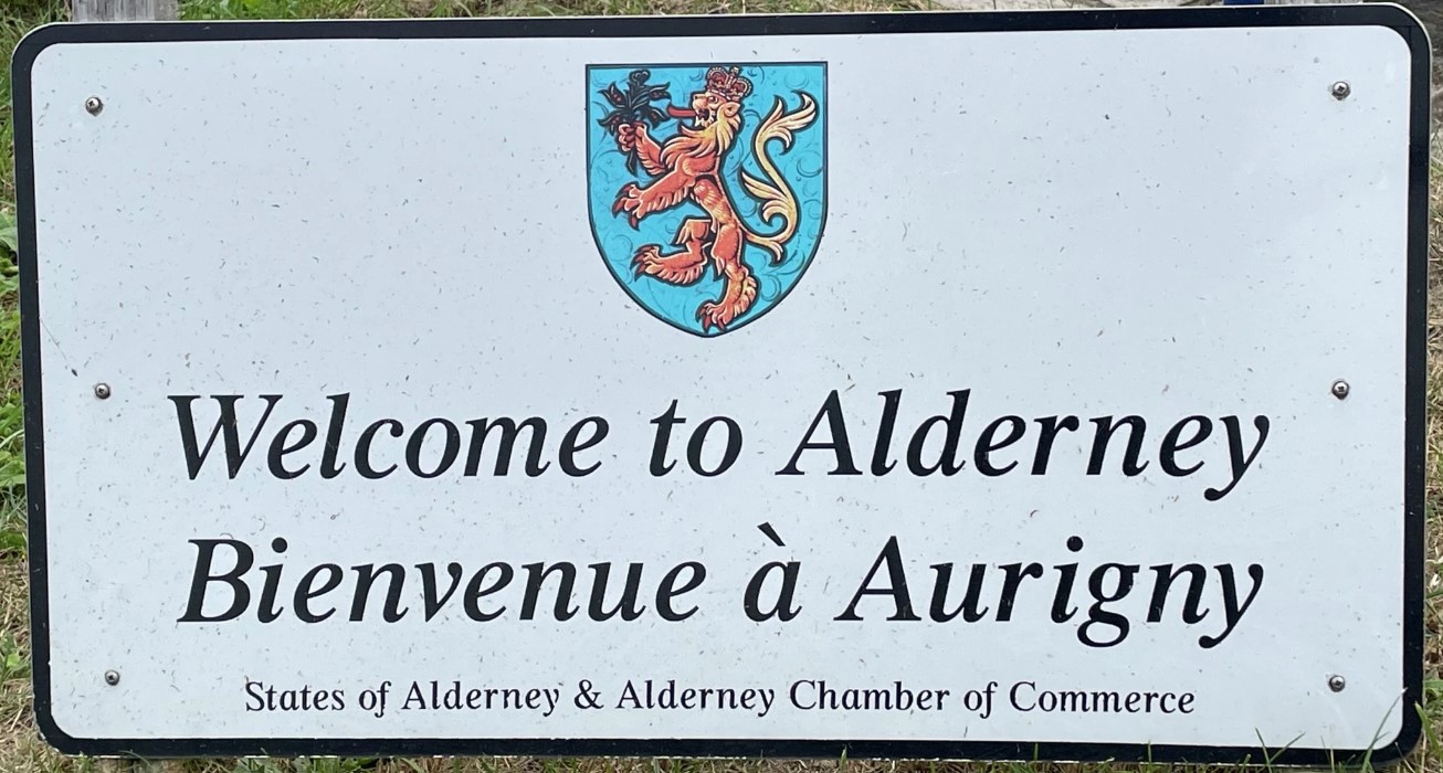 Welcome to Alderney sign
