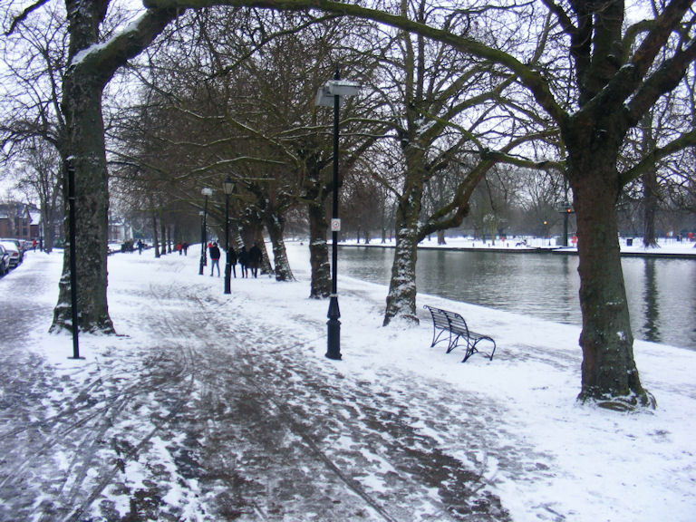 Bedford River Front in the Snow
