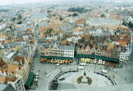 View from the Belfort of the Markt Square, Brugge, Belgium