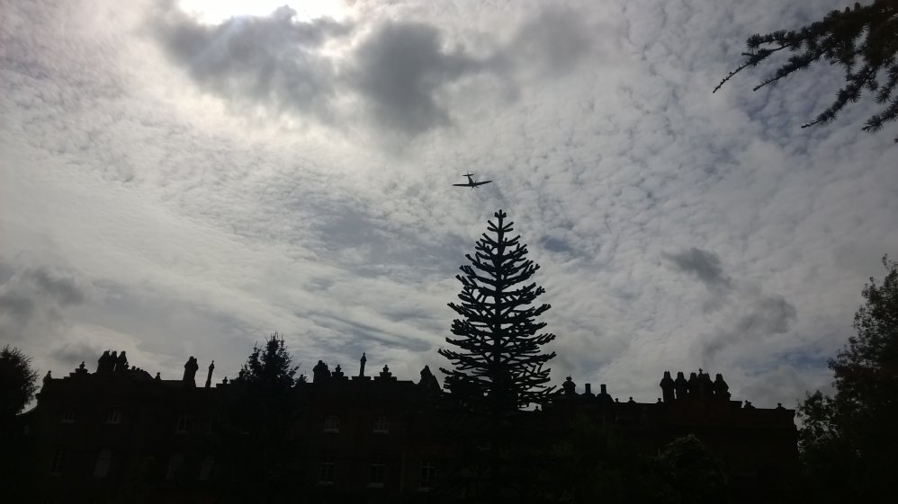 Spitfire flying over Hughenden Manor, Buckinghamshire