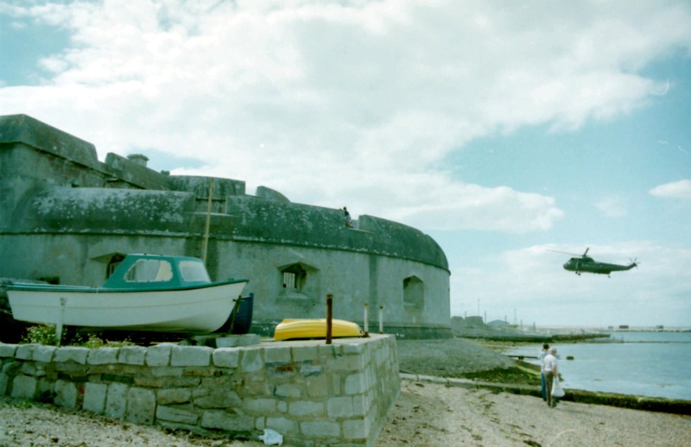 Portland Castle and Royal Navy Helicopter, Dorset