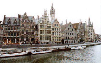 The Graslei from the Korenlei, Gent, Belgium