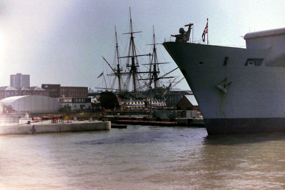 Modern and Ancient Warships - Portsmouth Harbour, Hampshire