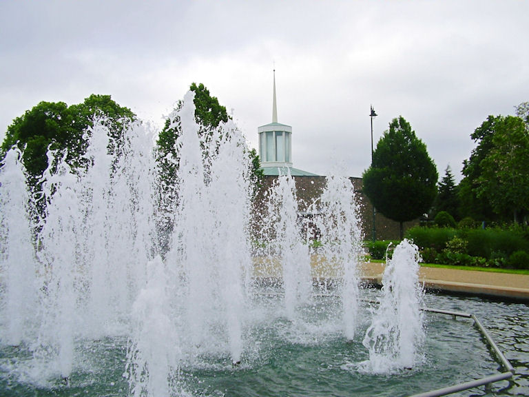 Fountain in Broadway Gardens, Letchworth Garden City, Hertfordshire
