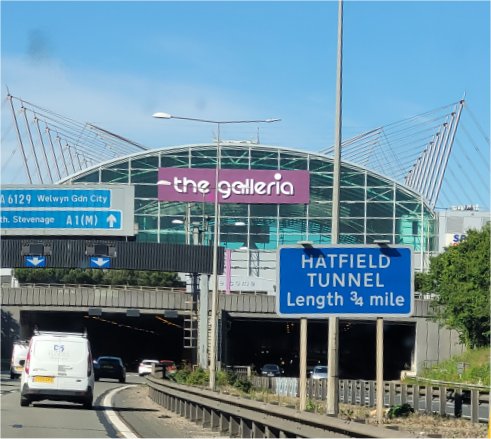 The Galleria, perched above the A1 at Hatfield, Hertfordshire