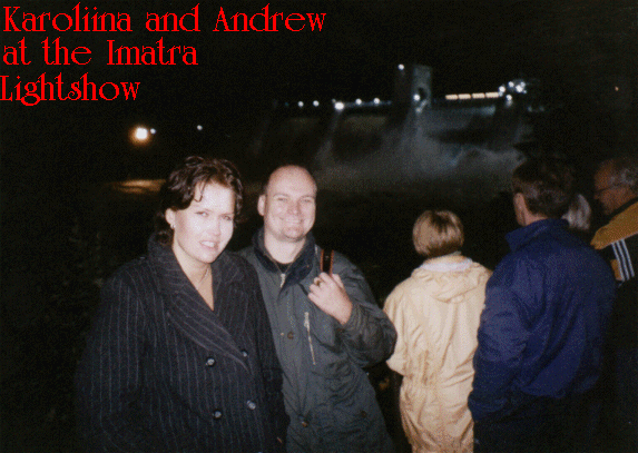 Karoliina and Andrew at the Imatra Lightshow, Finland
