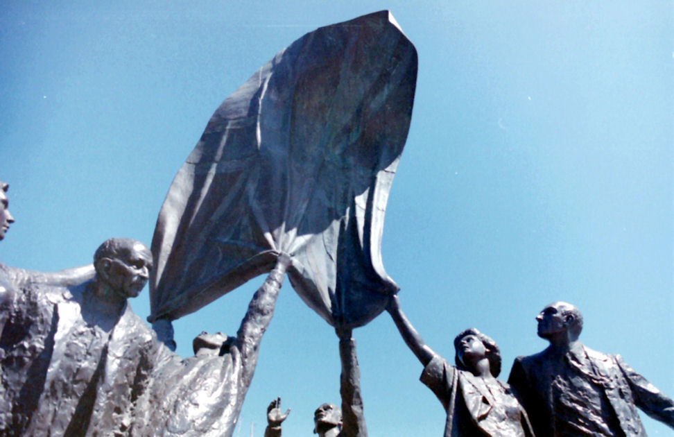 Reaching for the British Flag, Liberation Monument, St. Helier, Jersey, Channel Islands