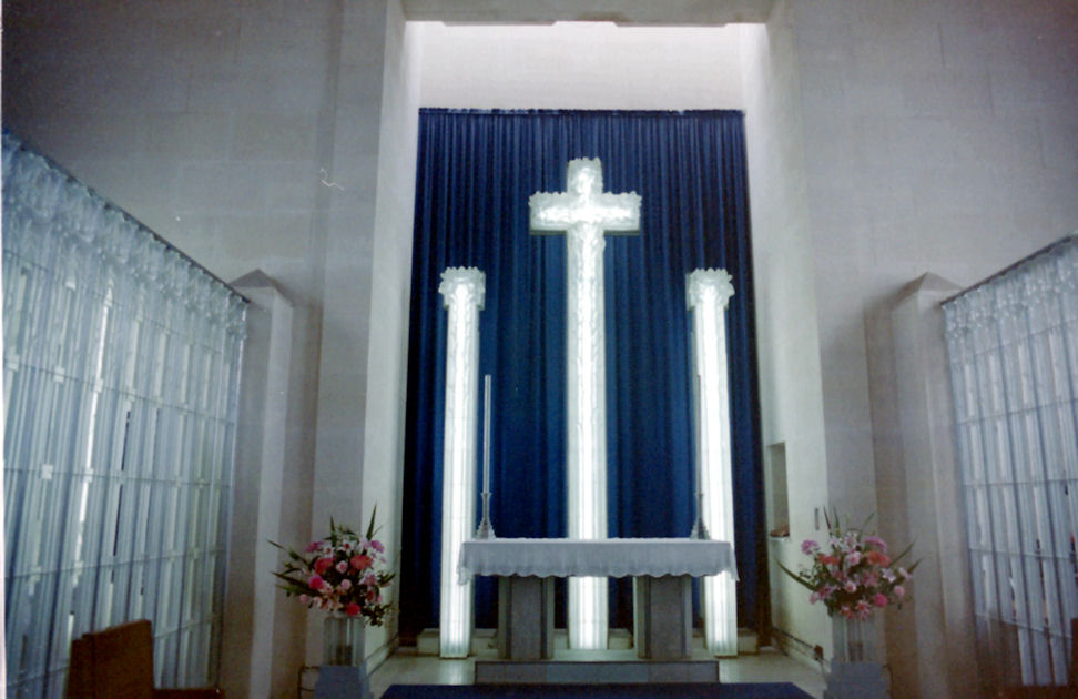Lalique's Crosses inside the Glass Church, Jersey, Channel Islands