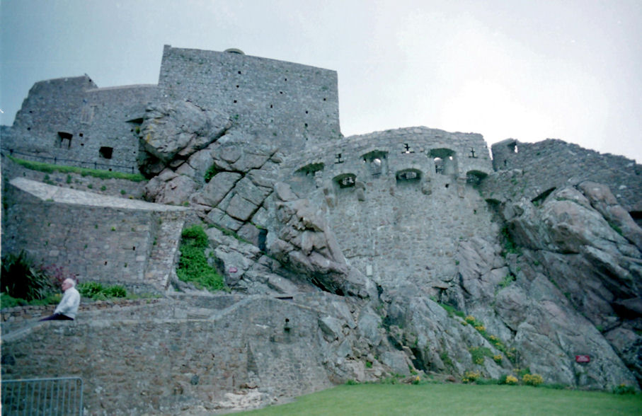 Looking up at the main keep, Mont Orguiel Castle, Jersey, Channel Islands