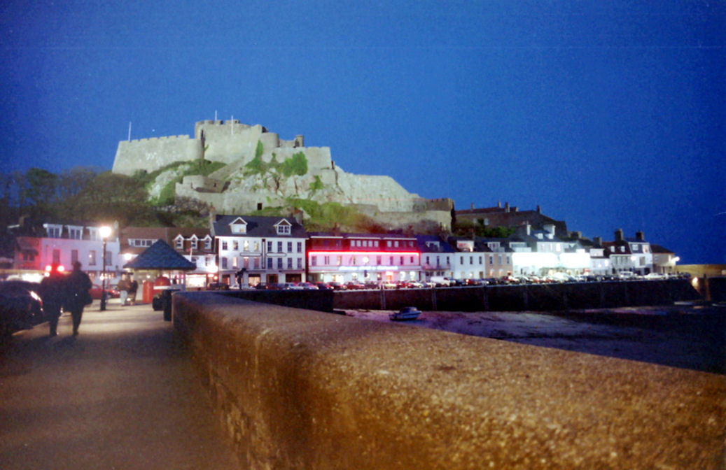 Mont Orguiel Castle at Night, Jersey, Channel Islands