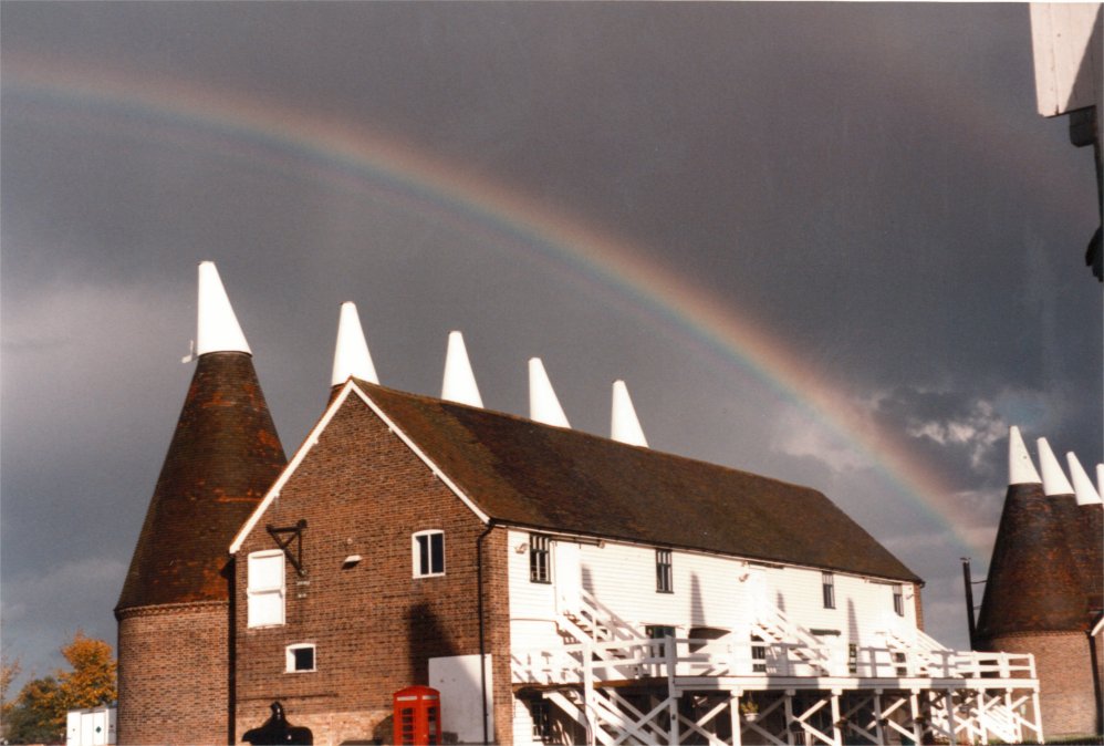 Rainbows over some Kent Oast Houses