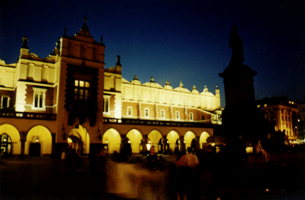 Old Town Square in Krak�w at Night, Poland
