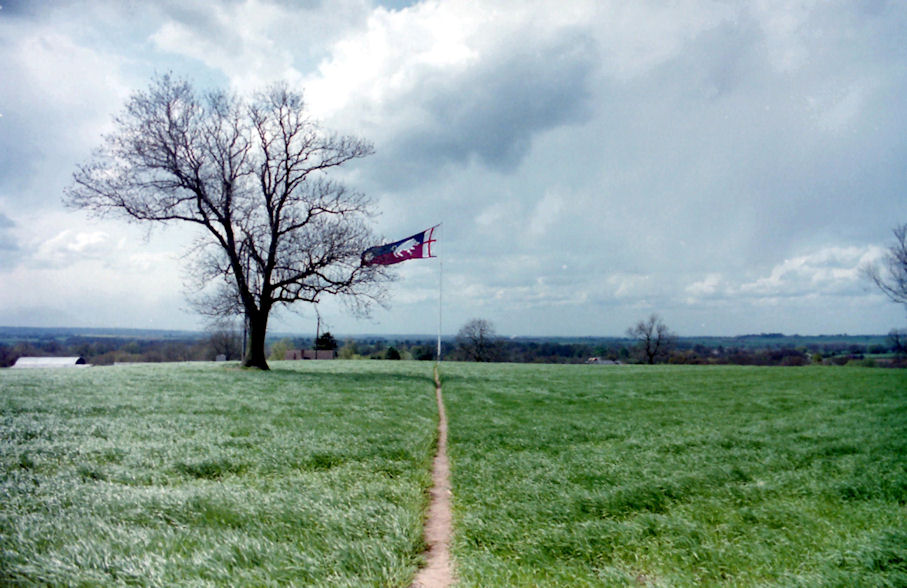 Looking to Richard III's Standard from the position of Henry VII's troops, Bosworth Field, Leicestershire