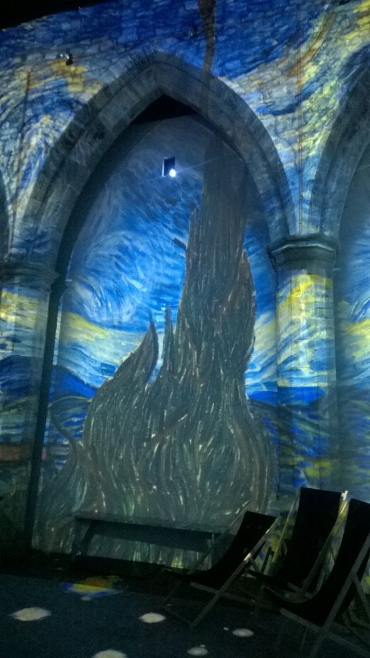 Detail of Starry Night, Van Gogh Expo, Leicester