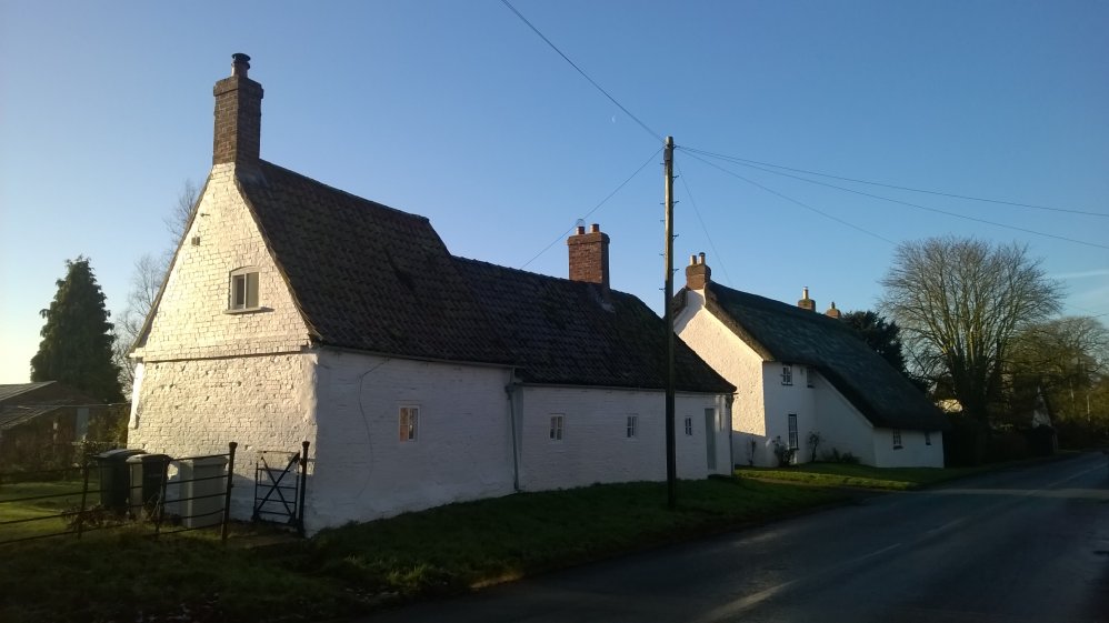 Typical Lincolnshire 'Mud and Stud' 16th Century cottages in Thimbleby, Lincolnshire