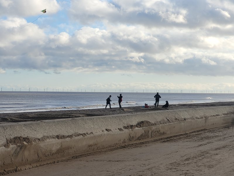 People Enjoying the Blustery Beach at Sutton-on-Sea, Lincolnshire