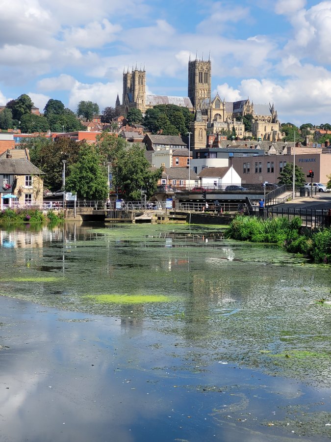 Another view of Lincoln Cathedral reflected in the Brayford, Lincolnshire