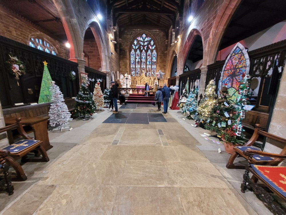 Christmas Tree Festival inside Horncastle Church, Lincolnshire