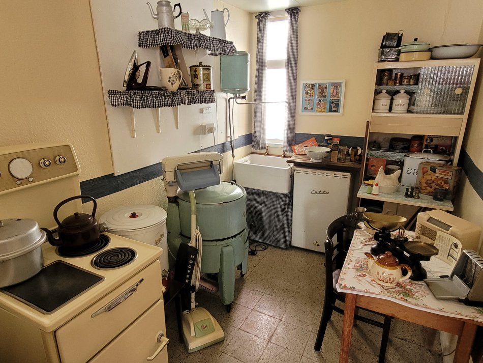 Inside the Pre-Fab House, Sandtoft Trolley Bus Museum, Lincolnshire