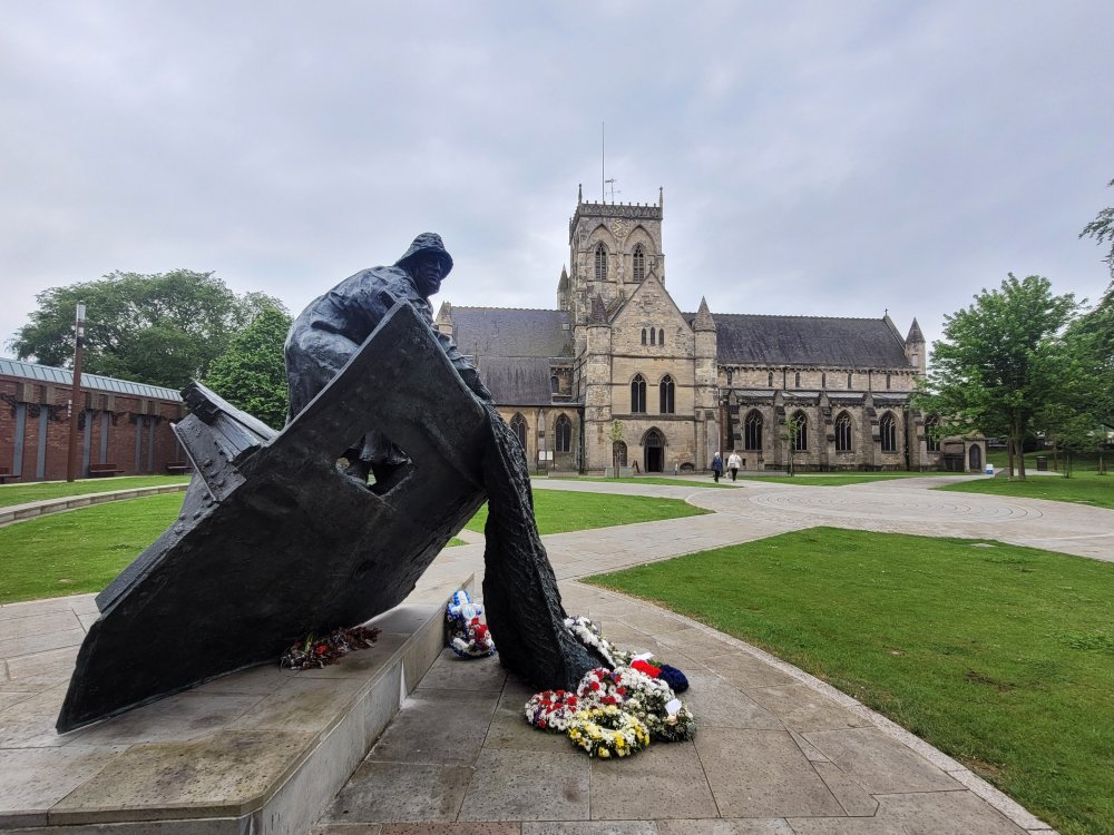 Fisherman Monument and Grimsby Minster, Lincolnshire