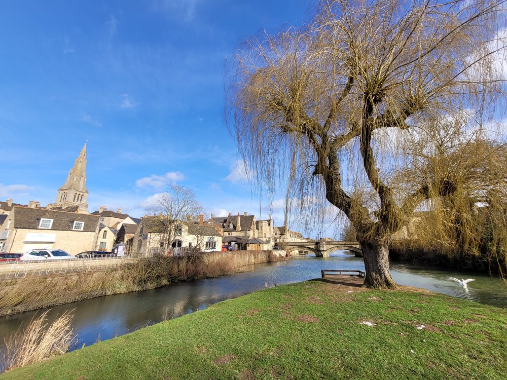 The Bridge and St. Mary's Church from Stamford Meadows, Lincolnshire
