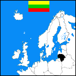 Map of Lithuania showing places visited