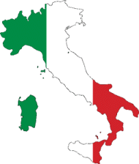 Map of Italy with flag