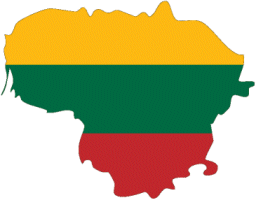 Map of Lithuania with flag