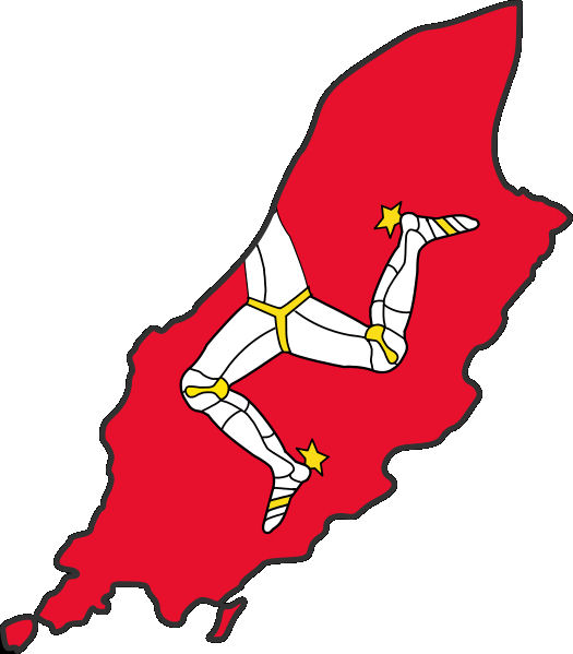 Map of the Isle of Man with flag