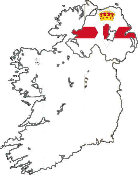 Map of Northern Ireland with flag