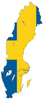 Map of Sweden with flag