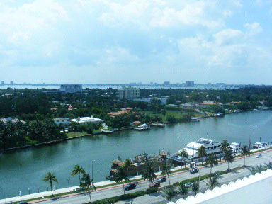 View from Hotel towards Downtown Miami, FL, USA