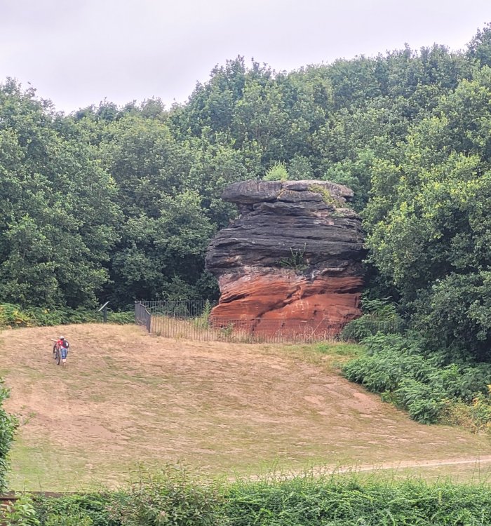 Hemlock Stone with Child for Scale, Bramcote Hills, Nottinghamshire