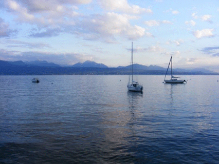 The Sun Starts to go down on Lake Geneva, Switzerland