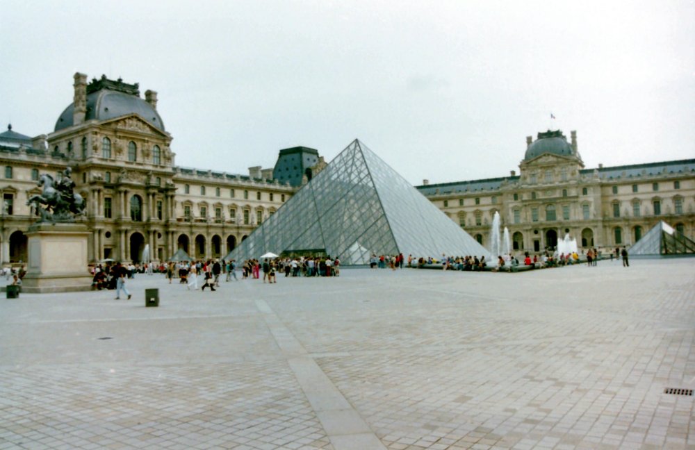 Courtyard and Pyramid, Louvre, Paris, France