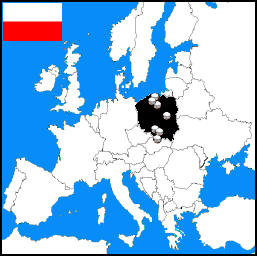 Map of Poland showing places visited