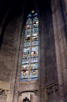 Stained glass in the Cathedral at Rodez, Aveyron, France