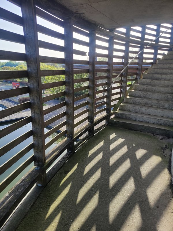 Climbing up the Viewing Tower, Aire de la Baie de Somme, Picardy, France