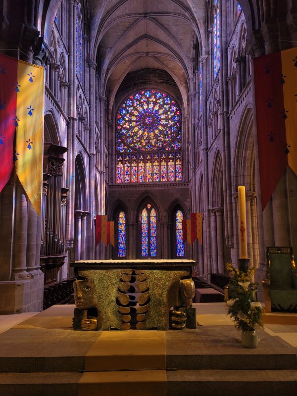 Rose Window and High Altar, Saint Malo Cathedral, Brittany, France
