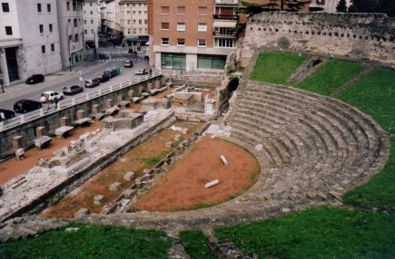 The Amphitheatre in Trieste from above, Italy
