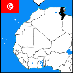Map of Tunisia showing places visited