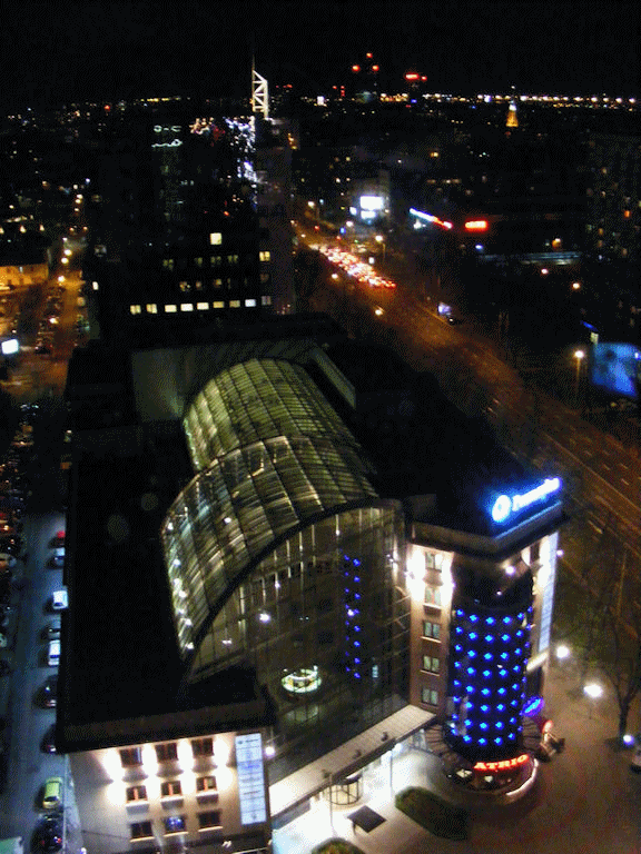 Warsaw at Night from our Hotel, Poland