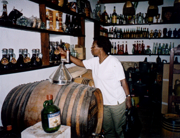 Jacqui's Mum choosing her wines carefully