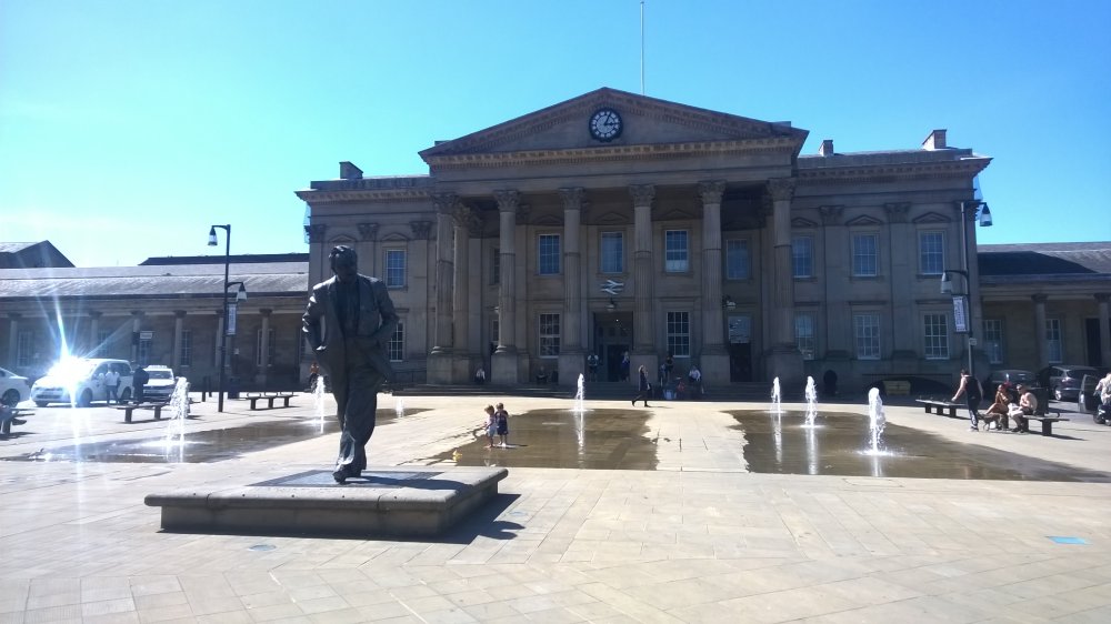 Huddersfield Railway Station and Harold Wilson Statue, West Riding of Yorkshire