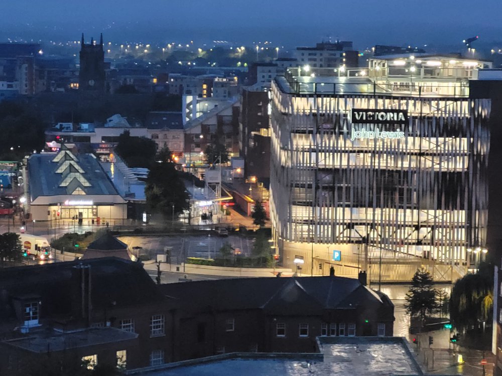 St. John's Minster Church and Kirkgate Market early in the Morning, Leeds, West Riding of Yorkshire