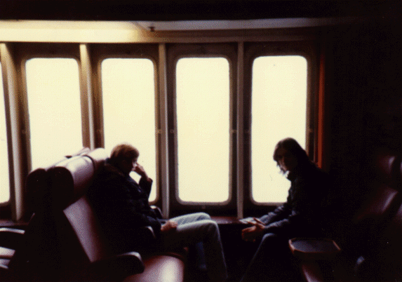 Roy and Andrew on the Ferry to Zeebrugge - 1987